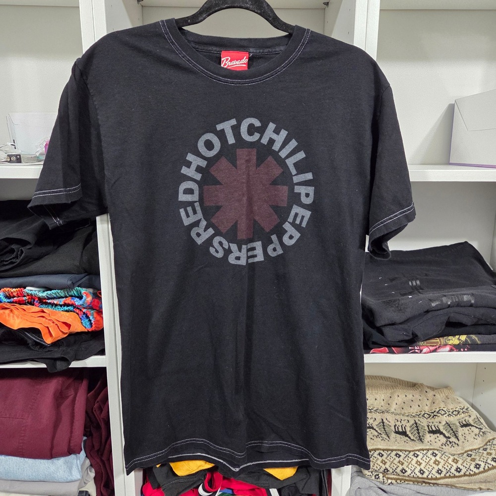 Vintage Bravado Red Hot Chili Peppers Mens T-Shirt Black Stitch Medium